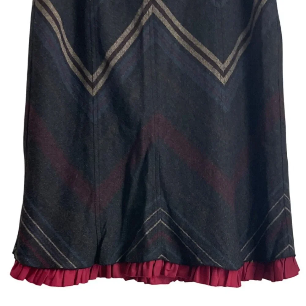 Field Manor Skirt Size 12 Wool Chevron Plaid Ruffle Hem Academia Cottagecore
